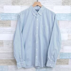 Bonobos Slim Fit Poplin Shirt Blue Green Plaid Button Down Cotton Mens Large